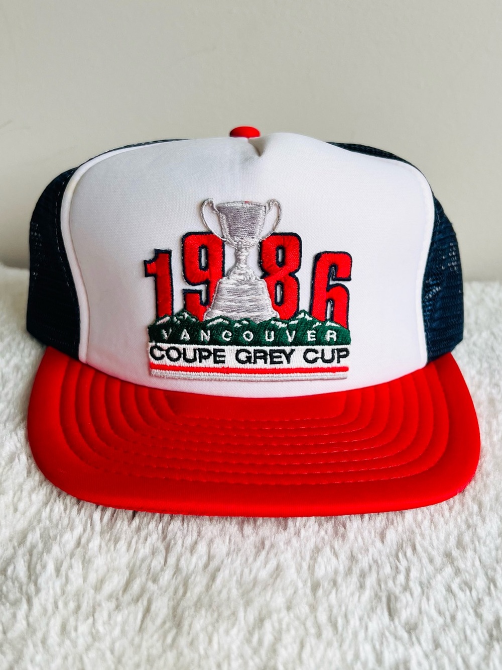 1986 CFL Grey Cup Trucker Hat - Red, White & Black